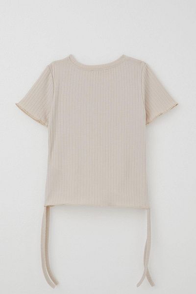 Breeze T-Shirt για κορίτσι στο πλάι συγκεντρωμένο κείμενο τυπωμένο 8-14 ετών, μπεζ