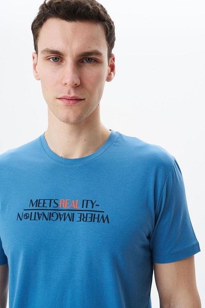Arma Tricou pentru bărbați, albastru, cu croială normală, cu imprimeu, cu decolteu rotund, Y 29344454002