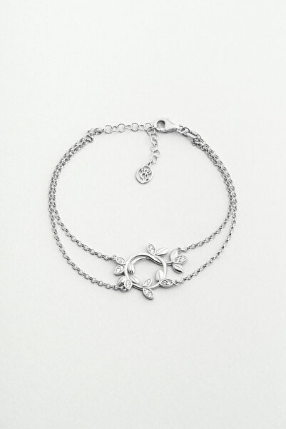 So CHIC... Sevgi Sarmaşığı 18 Ayar Beyaz Altın Kaplama 19 Cm Gümüş Bileklik