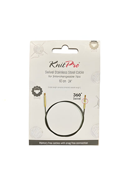 KnitPro كابلات خط الصيد الدوارة من الفولاذ المقاوم للصدأ 360 °   ذهب اسود 60 ...