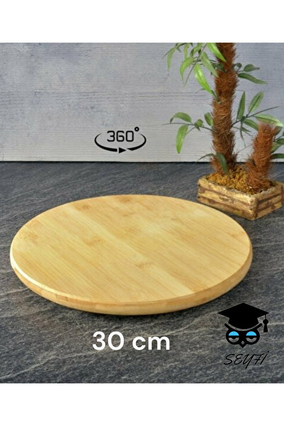 SEYFİKİRTASİYE Bamboo Presentation Rack 30 cm with Rotating Stand Plain Witho...