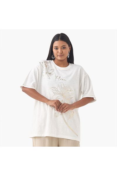 Ulla Popken Foil Flower Tee