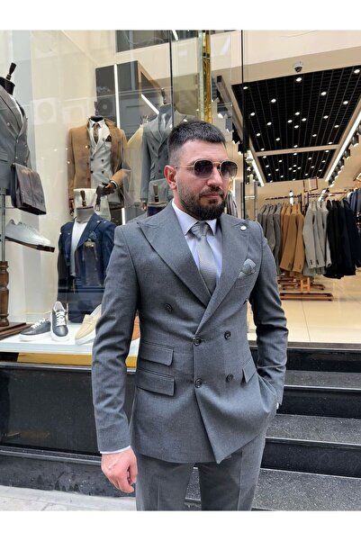 BT BABA TERZİ بدلة ضيقة مزدوجة الصدر - جيب مزدوج