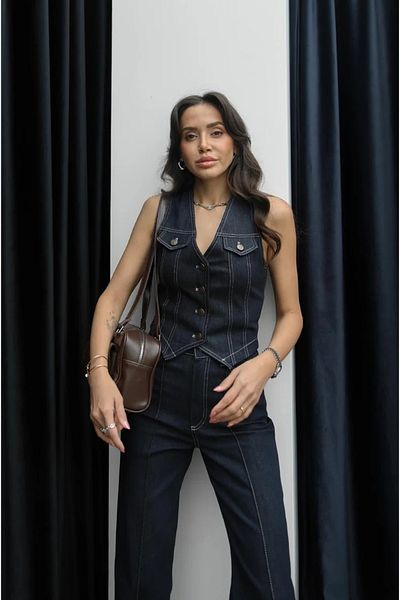 QİMYA BUTİK Hot Fashion Women's Denim Fabric Vest and Trousers Two-Piece Set