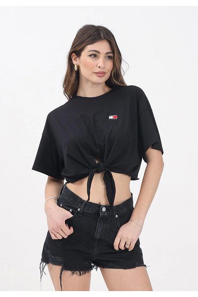 Tommy Jeans Tommy Jeans Women's Black Knot Detailed Logo T-Shirt
