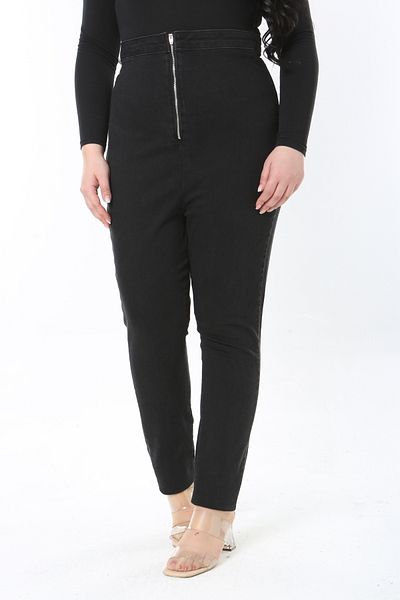 Şans Women's Large Size Black Skinny Jeans 65N38900
