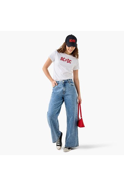 SP Characters AC/DC Printed T-shirt with Crew Neck and Short Sleeves