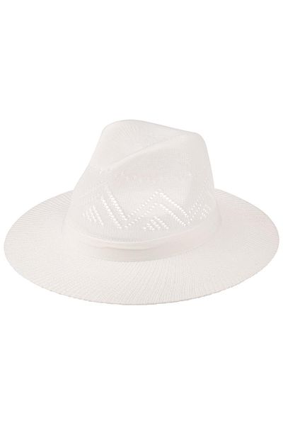 C&City Ανδρικό καπέλο Fedora Mercerized Wide Edge T25750-02 Λευκό