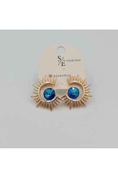 SE Jewellery Collection Selin Ersoy Rose Color Moon Figured Reflected Stone Vip Xuping Earrings with 3 Color Options
