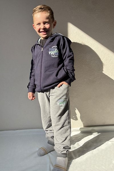 Breeze Σετ φόρμας για αγόρι 3-8 ετών - Moivation Themed, Hoodie με φερμουάρ, Navy Blue