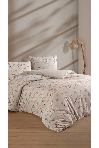 ÇIQRIK HOME Σετ Παπλωματοθήκη διπλού Ranforce με ελαστικά σεντόνια (μοτίβο πεταλούδας)