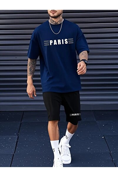 puolikuu Set de pantaloni de sport oversize pentru bărbați-Short Set de panta...