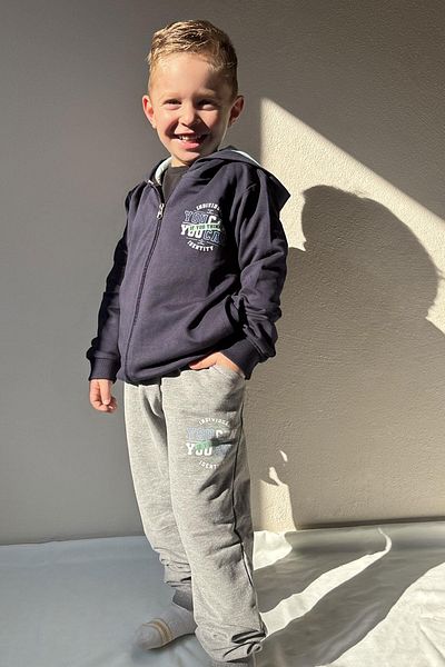 Breeze Σετ φόρμας για αγόρι 3-8 ετών - Moivation Themed, Hoodie με φερμουάρ, Navy Blue