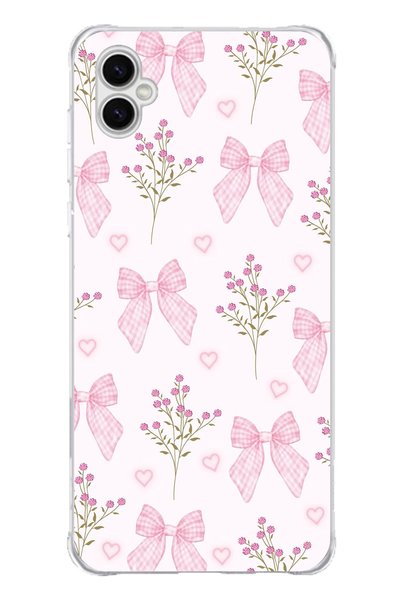 TechTree Pink Flower and Bows Transparent Silicone Case Compatible with Samsu...