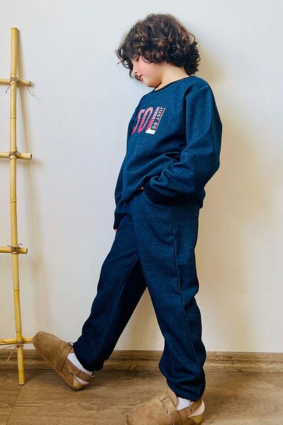 Breeze Φόρμα για αγόρια με κίνητρο με θέμα Cool Text Printed 4-8 Years, Navy Blue Melange