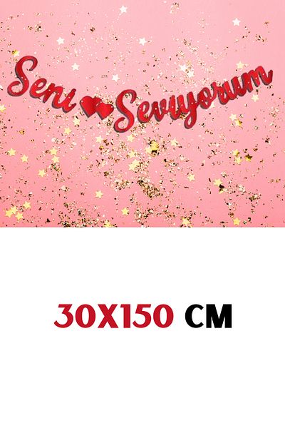 Baloncu Dede I Love You Banner Heart Balloon Rose and Heart Candle Valentine's Day Special Day Anniversary