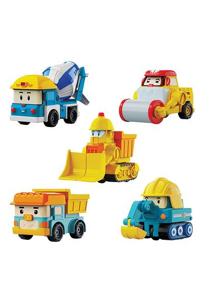 Robocar Poli Mini Construction Vehicles Set of 5 Fun Transformable Figure Toy (3+ Years)