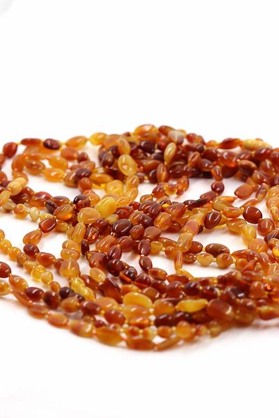 SAURACHI Certified Natural Stone Drop Amber Adult Necklace 8-12Gr Brown