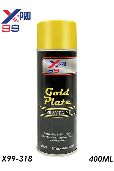 X-PRO 99 Gold Plate Spray Paint 400ml 18K Finish, Fast Drying, Water-Resistant for All Surfaces