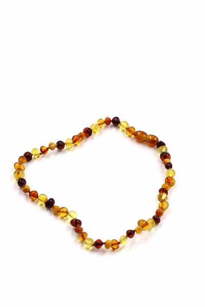 SAURACHI Certified Natural Stone Drop Amber Baby Necklace Teeth 4-5Gr Brown Mix