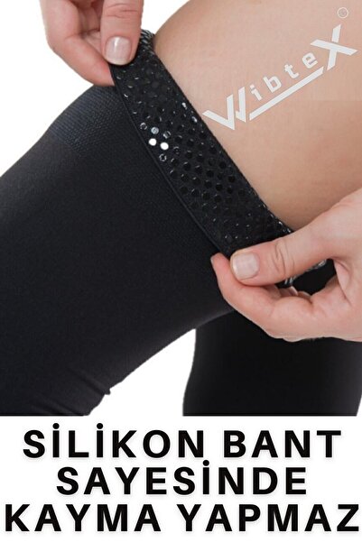 WibteX Diz Üstü Variss Çorabı Orta Basınç Burnu Kapalı (SİYAH RENK) (ÇİFT BACAK)