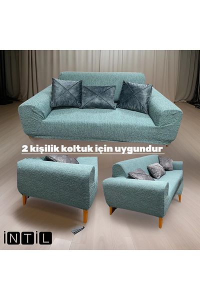 intil Husa de fotoliu jacquard cu 2 locuri de dimensiuni medii si husa de canapea extensibila - Pret produs 1BUC