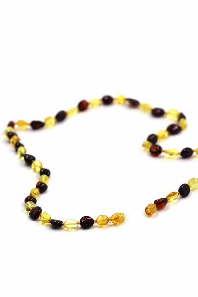 SAURACHI Certified Natural Stone Drop Amber Adult Necklace 15-17Gr Double Color