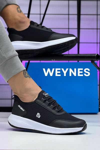 Weynes Unisex Μαύρα Λευκά Διχτυωτά Καθημερινά Ορθοπεδικά Αθλητικά Παπούτσια WSB4018