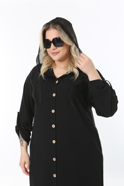 XL Modam ΓΥΝΑΙΚΕΙΟ ΛΙΝΟ ΔΙΧΤΥ ΤΣΕΠΗ ΜΕ ΚΟΥΚΟΥΛΑ ΛΕΠΤΟΜΕΡΗ ΜΑΥΡΟ ΦΟΡΕΜΑ ΜΕΓΕΘΟΣ