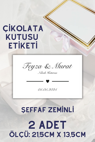 Netsan Etiket Promise / Engagement / Wedding Chocolate Box Cover Label 2 Piec...