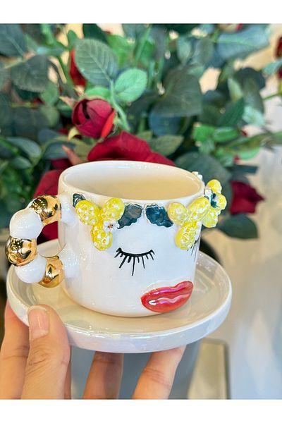 Pernotte K Gold Plated Double Lemon Pure Turkish Coffee Cup in Hand