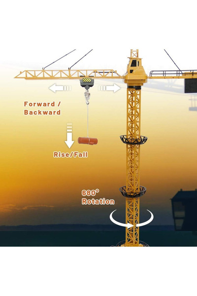 Marsel oyuncak Kumandalı Usb Şarjlı 4 Kanal Kızılötesi Sarılır Makara Fonk İnşaat Çocuk Mühendisliği Kule Vinç