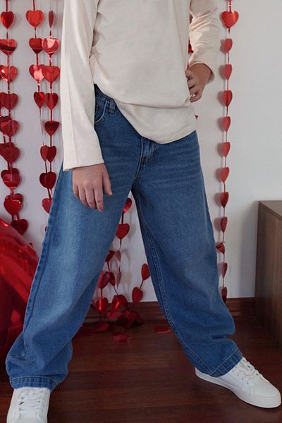 Breeze Pantaloni Jean pentru baieti cu buzunar cu fermoar 5-9 ani, albastru