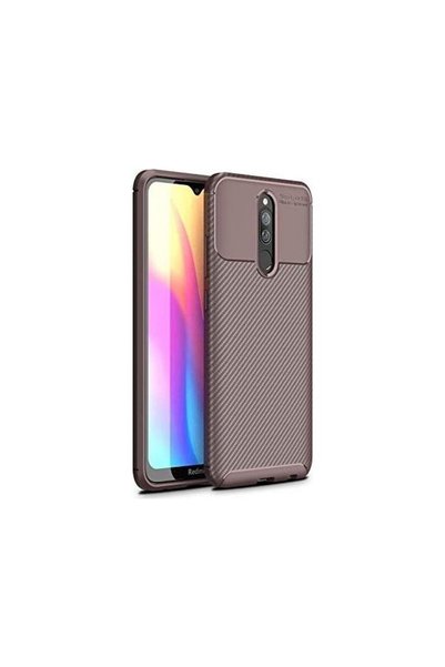 tekno grup Case for Xiaomi Redmi 8 Carbon Patterned Lux  Silicone Brown + Gho...