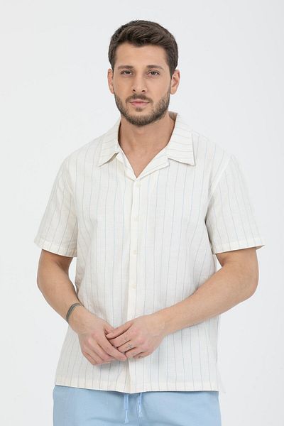 Store 100% cotton summer men's shirt |   Stylish striped pattern