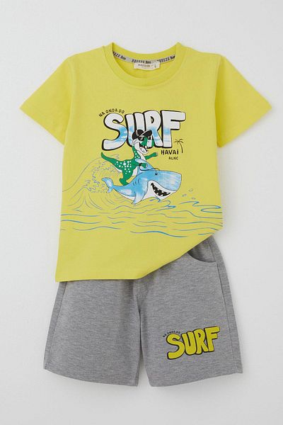 Breeze Boys' Shortsweight Holiday Themed Cheerful Surfer Animals Printed 2-6 Years Old, Yellow