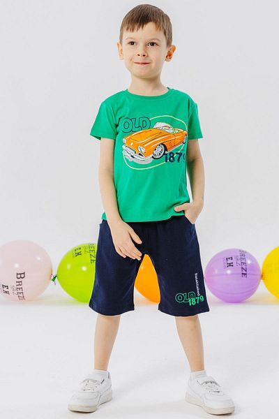 Breeze Girls & Boys Boy Shorts Set Antique Car Themed 1.5-5 Years, Green