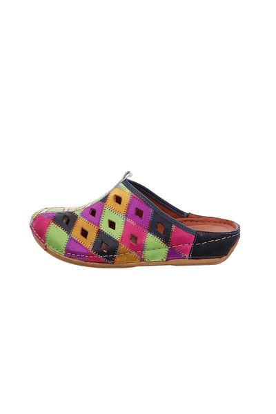 İNZE AYAKKABI Colorful Genuine Leather Slippers Model Name: Doro
