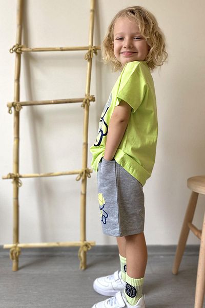Breeze 2-6 Years Boy's Shorts Set - Hat, Teddy Bear Print, Pistachio Green