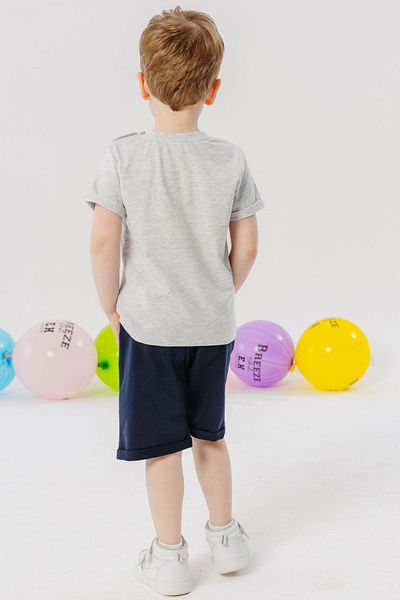 Breeze Boys' Shorts Set Playtime Happy Animals Printed 1-4 Years Old, Light Gray Melange