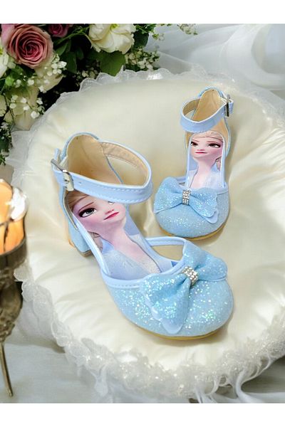 PATİK BEBE Pantofi de seară eleganti cu cataramă cu toc de culoare albastră pentru fete