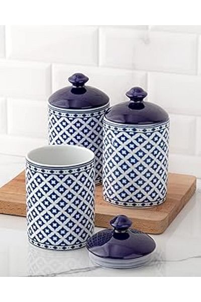 Mu Art Set de 3 vase de condimente Madame Dames albastru și alb
