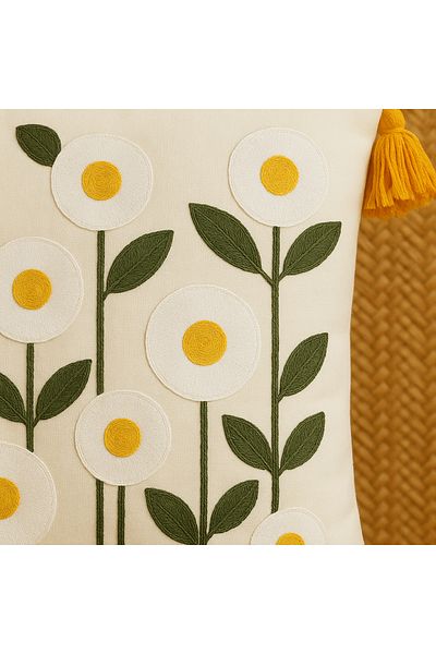 Rell Home غطاء وسادة مصنوع يدويًا على شكل زهرة بإبرة لكمة