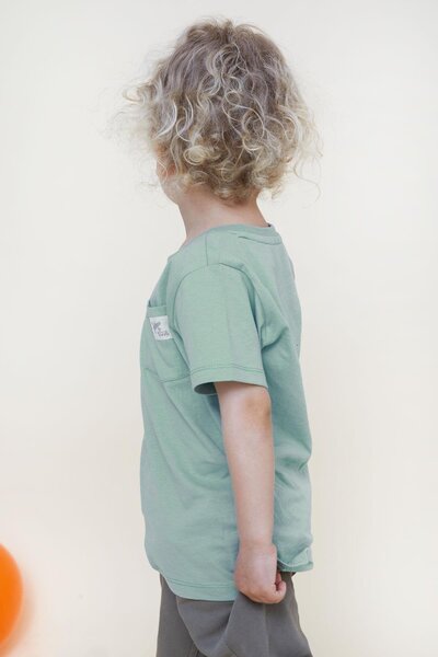Breeze Boy's T-Shirt Cool Text Emblem Pocket 1.5-5 Years, Mint Green