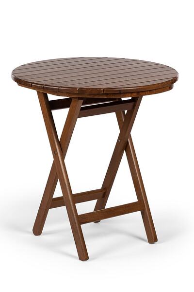 mebel stil Buzludja Katlanır Masa 70cm - Dış Mekan Yuvarlak Ahşap Bahçe, Balk...
