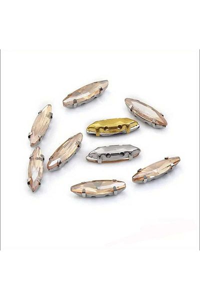 yiğit aksesuar 20 τεμάχια 4x15 (1,5 cm) Ασημένια θήκη γυάλινη πέτρα σαμπάνιας
