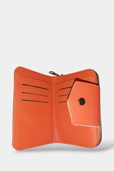 roseberry Orange Zippered Snap Closure Two Compartment Wallet - R1381