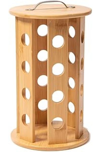 Mu Art Organizator pentru suport de cafea Auracane Bamboo Footed Capsule – Capacitate mare de depozitare, material din lemn natural