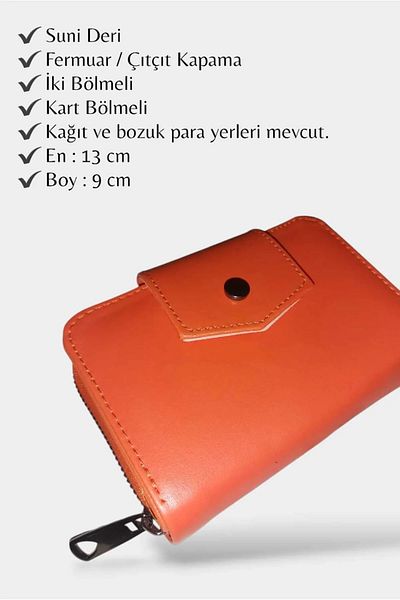 roseberry Orange Zippered Snap Closure Two Compartment Wallet - R1381