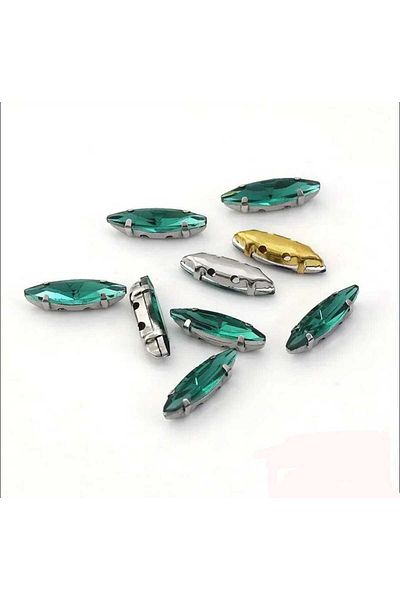 yiğit aksesuar 20τμχ 4x15(1,5cm) Ασημένια Θήκη Μεταφοράς Πράσινη Γυάλινη Πέτρα